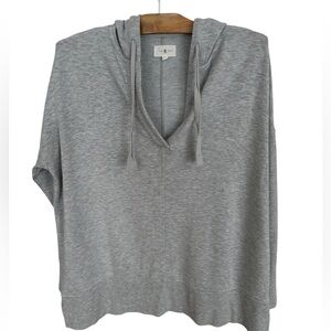 Lou & Grey Signaturesoft Gray Hooded Pullover v-neck Oversized XL